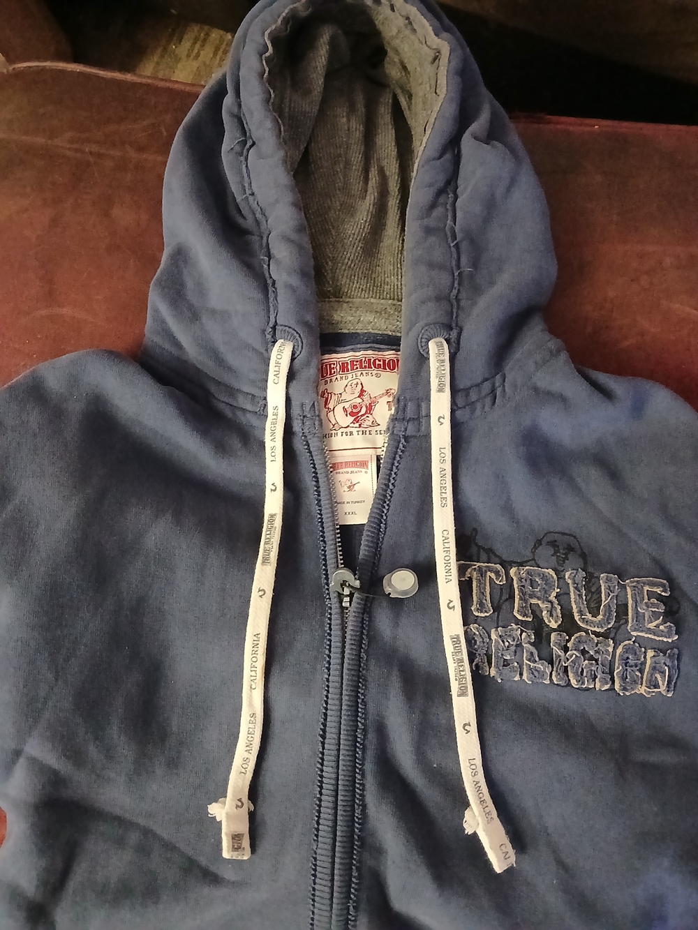 True Religion Navy Hooded Zip-Up Jacket